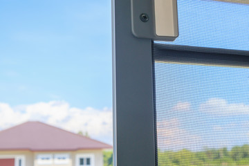 Open mosquito net wire screen on house window protection against insect