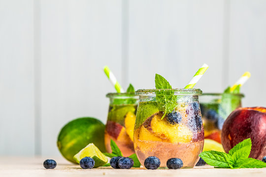 Blueberry and peach infused water