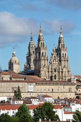 Fototapeta na wymiar Cathedral of Santiago de Compostela. Baroque facade architecture