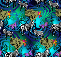 Fototapeta na wymiar Pattern of tiger. Suitable for fabric, wrapping paper and the like. Vector illustration