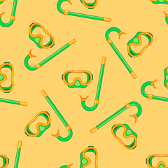 Swimming set minimal pattern - vector simple texture made with mask, flippers, goggles. Background with summertime holidays symbols. Seamless pattern for textile, web design, surface textures, banner