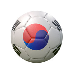 Soccer ball in flag colors isolated on white background. South Korea. 3D image