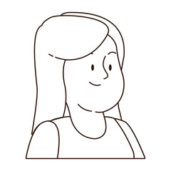 Teenager woman smiling face cartoon in black and white