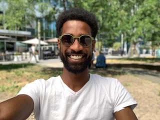 Beautiful black man outside