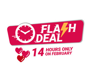 February in love flash sale banner template design - Vector