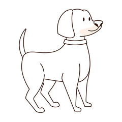 Cute dog puppy pet cartoon in black and white