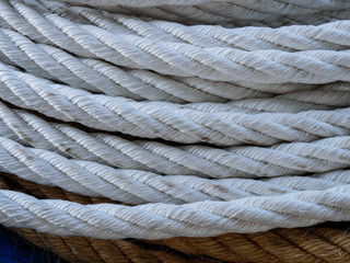 Fototapeta na wymiar Detail of a white nautical rope