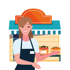 seller woman farm products grocery street