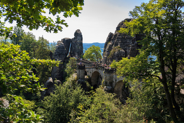 Die Basteibrücke im Elbsandsteingebirge der  Sächsischen Schweiz