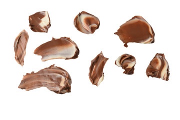 Chocolate cream splash isolated on white background.