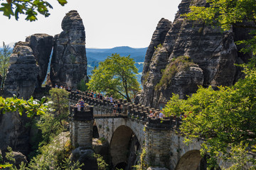 Die Basteibrücke im Elbsandsteingebirge der  Sächsischen Schweiz