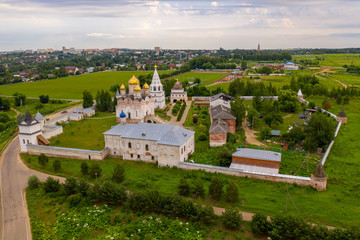 Aerial drone view of Nativity of the Theotokos and St.Therapont Luzhetsky Monastery, Mozhaysk