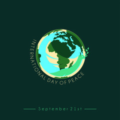 International day of Peace with pigeon icon logo, that celebrate on september 21st