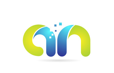 an a n blue green combination alphabet letter logo icon design