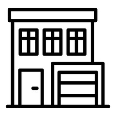 House with garage icon. Outline house with garage vector icon for web design isolated on white background