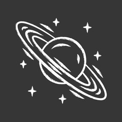 Saturn chalk icon. Planet with rings. Sixth planet from Sun. Gas giant. Planetary science. Solar system. Space exploration. Celestial object. Isolated vector chalkboard illustration © bsd studio