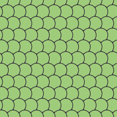 Green seamless pattern with round tiles , fairy mermaid tail or scales of the dragon or fish scales , vector illustration