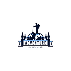Fototapeta na wymiar Mountain Hike Logo Vector Template
