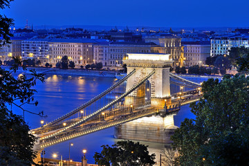 The Budapest Chain Bridge, Hungary.	 - obrazy, fototapety, plakaty