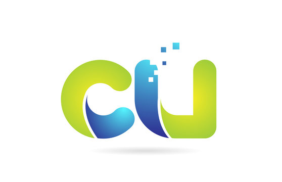 cu c u blue green combination alphabet letter logo icon design