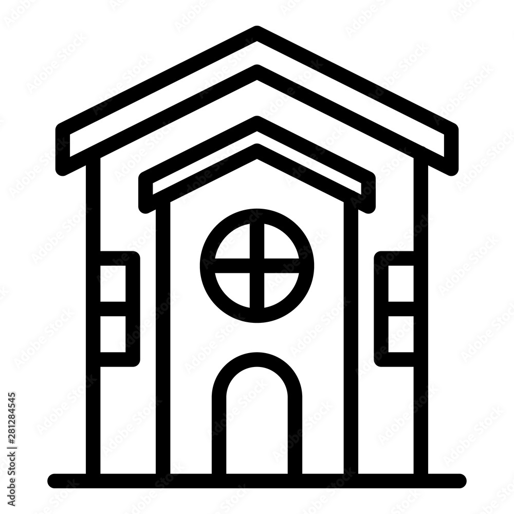 Poster house view from the front icon. outline house view from the front vector icon for web design isolate