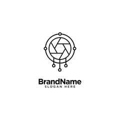 Obraz premium Technology Lens and Camera Logo Design Inspiration