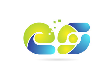 es e s blue green combination alphabet letter logo icon design