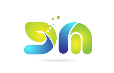 gm g m blue green combination alphabet letter logo icon design