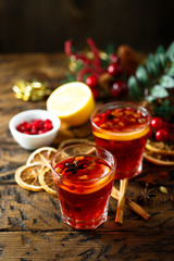 Traditional homemade berry punch with spices