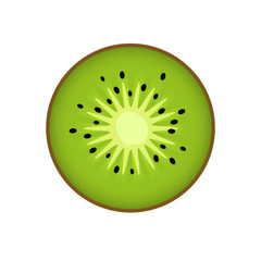 Kiwi, kiwi or Chinese gooseberry with half cross-section flat color icon isolated on white background for food applications and websites.