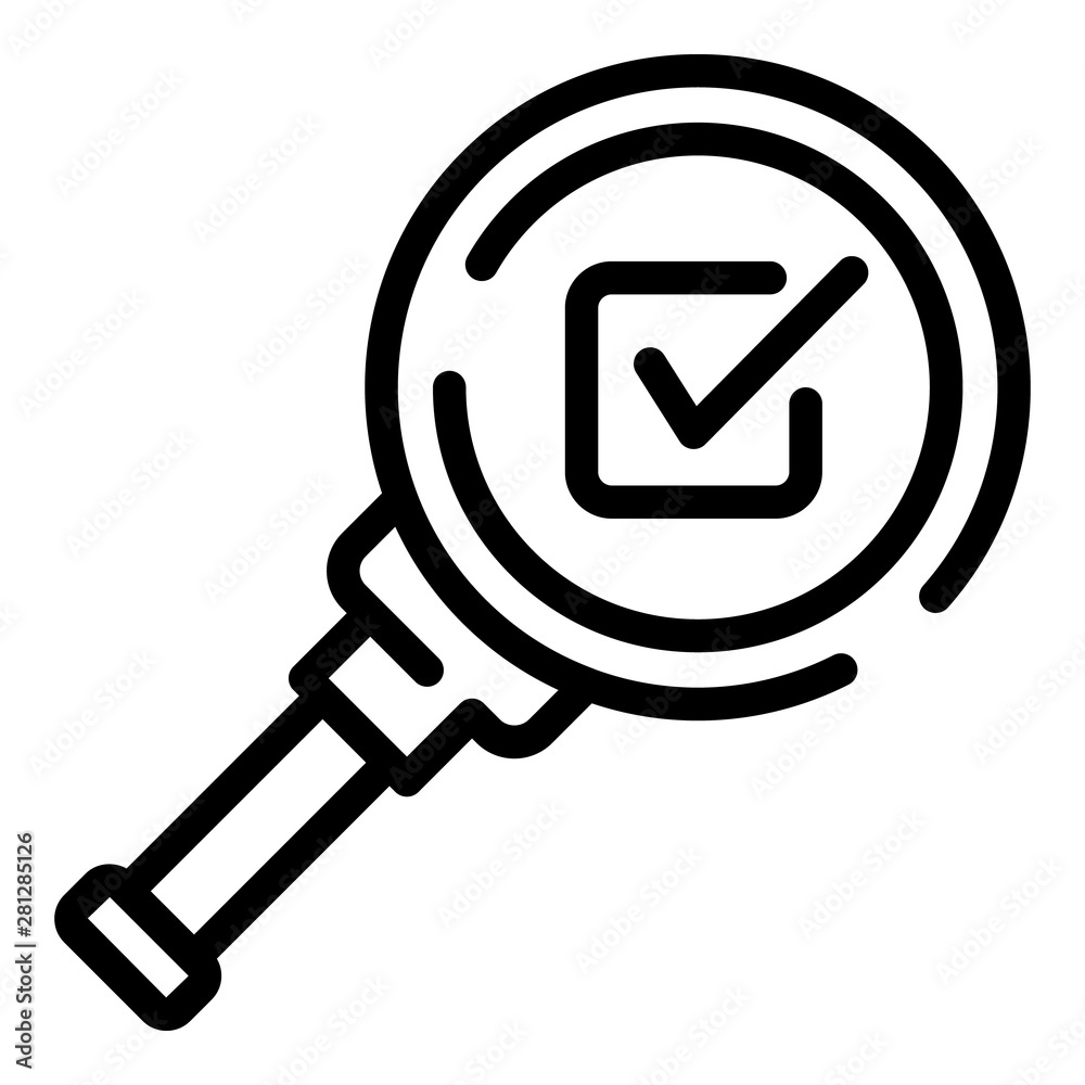Poster check box and magnifier icon. outline check box and magnifier vector icon for web design isolated on
