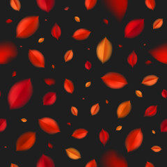 Autumn seamless pattern, background with red leaves, fall nature vector design elements. Web layout template