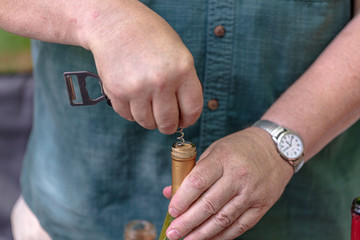 Opening Wine Bottle with Wine Opener