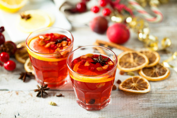 Traditional homemade berry punch with spices