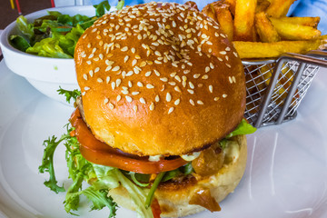 hamburger on a plate