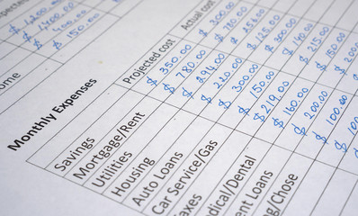 Monthly family budget planning. Household accounting and economics on the paper. Home budgeting....