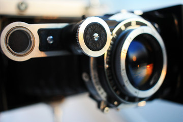 Lens of an old film camera