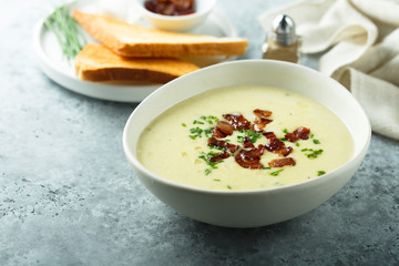 Potato asparagus soup with bacon