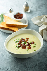 Potato asparagus soup with bacon
