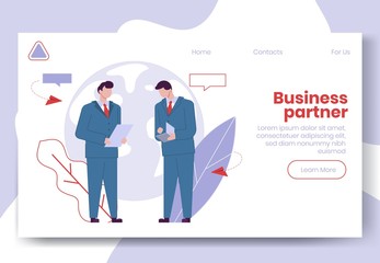 Modern cartoon flat people characters talking, colourful contour style. Colorful character people in conversation. Business people on landing page banner web online concept,ready to use design
