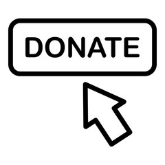 Donate button icon. Outline donate button vector icon for web design isolated on white background