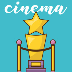 Cinema trophy over blue background design