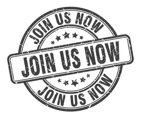 join us now stamp. join us now round grunge sign. join us now