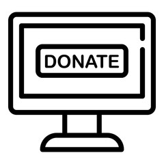 Donate button on the screen icon. Outline donate button on the screen vector icon for web design isolated on white background