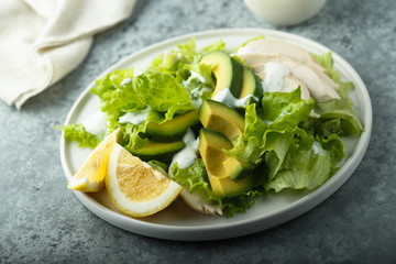 Avocado chicken salad with lemon dressing