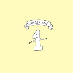 Number one, Champion or winner  concept. Freehand drawing, number one and text.