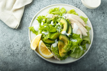 Avocado chicken salad with lemon dressing