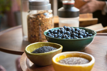 beautiful ceramic plate with delicious blueberries