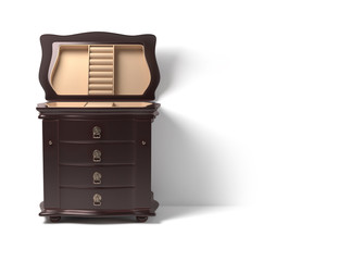 Open chest 3D model. Furniture in neoclassical 3d render. 3d image. 3d illustration