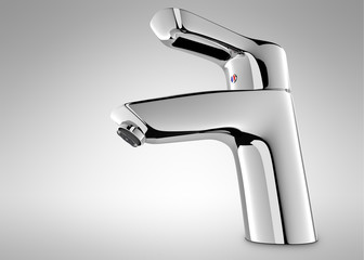 Mixer water 3D model. Faucet 3d render. water tap 3d image.
